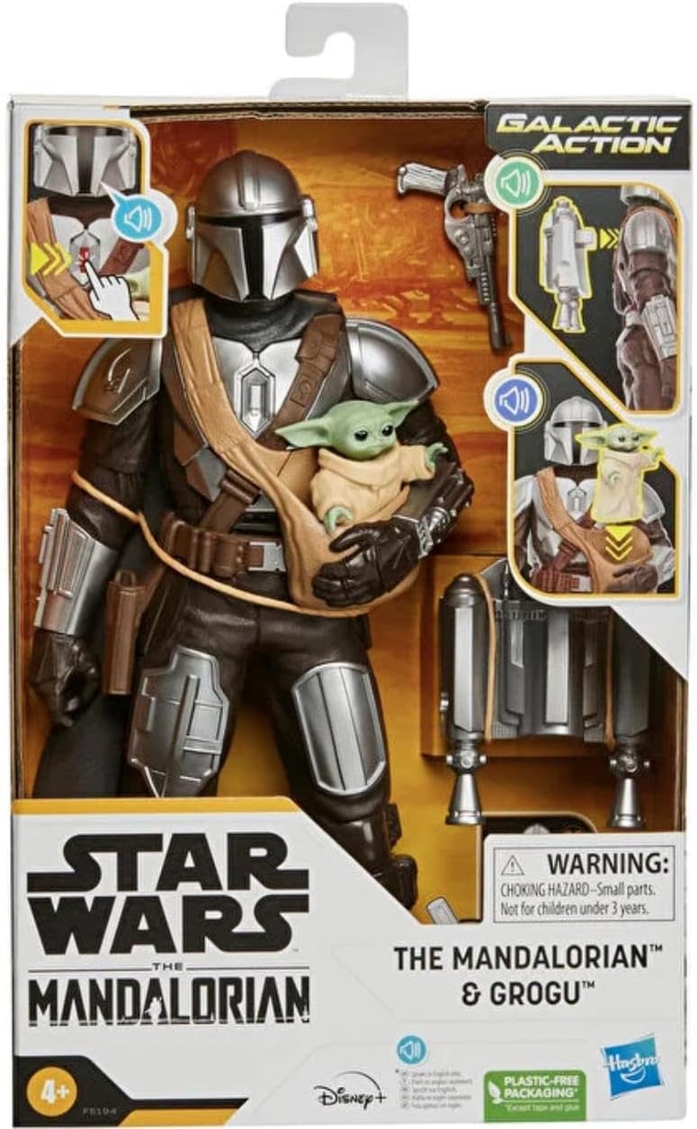 STAR WARS Galactic Action The Mandalorian & Grogu Interactive Electronic 12-Inch-Scale Action Figures, Toys for Kids Ages 4 and Up